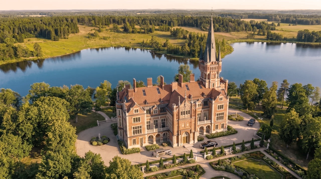 Wedding ceremony in the Lentvaris Manor park