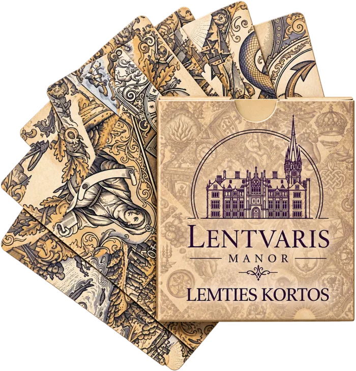 Lentvaris Manor fortune cards — box and cards