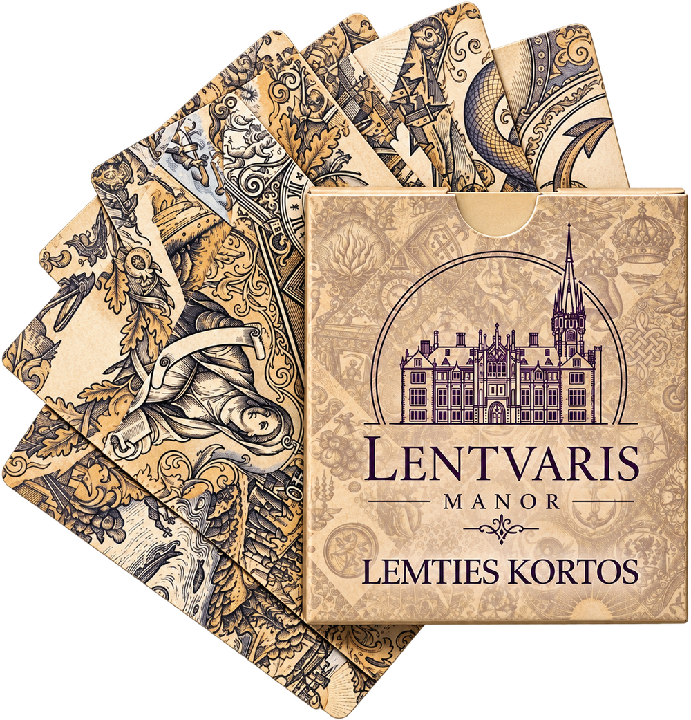 Lentvaris Manor fortune cards — box and cards